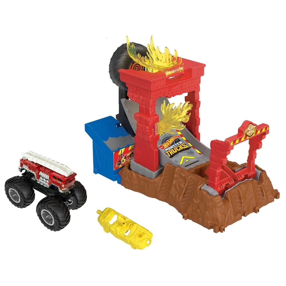 Hot Wheels Monster Trucks Arena Smashers 5-Alarm Fire Crash Challenge - 1:64