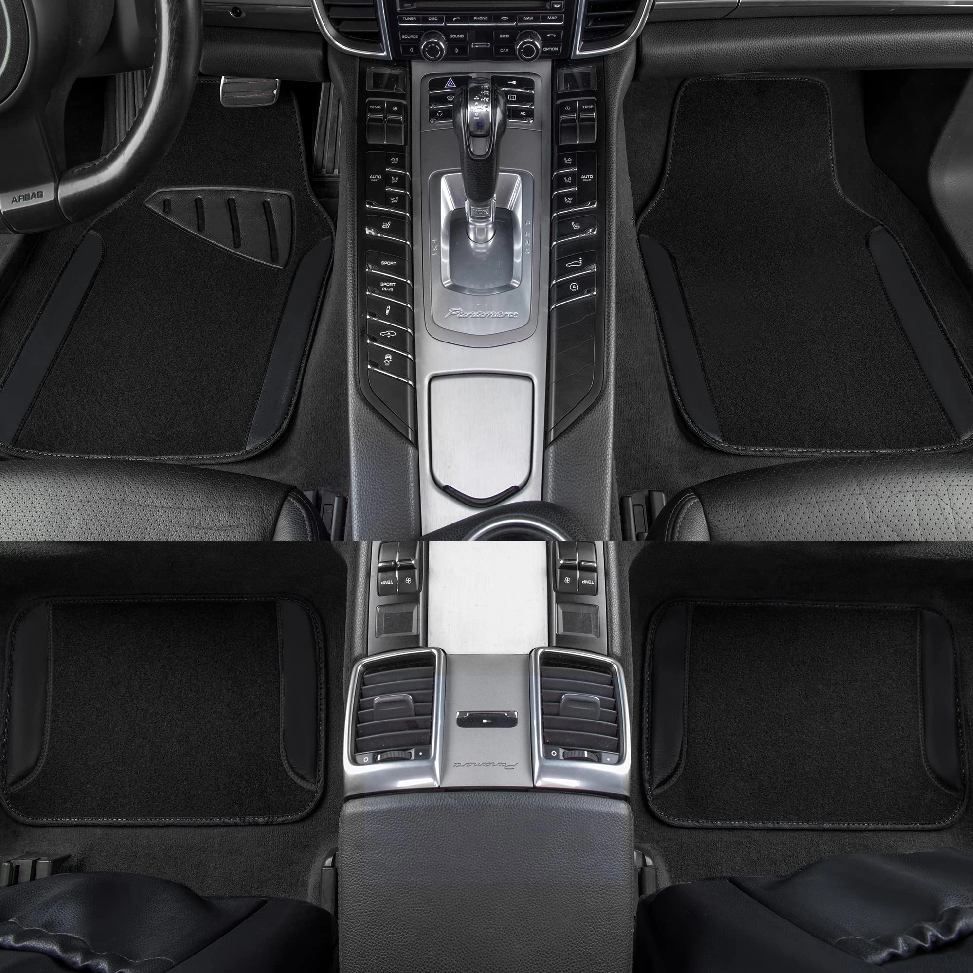 Universal Fit Car Floor Mats - Set of 4pcs Black and Burgundy