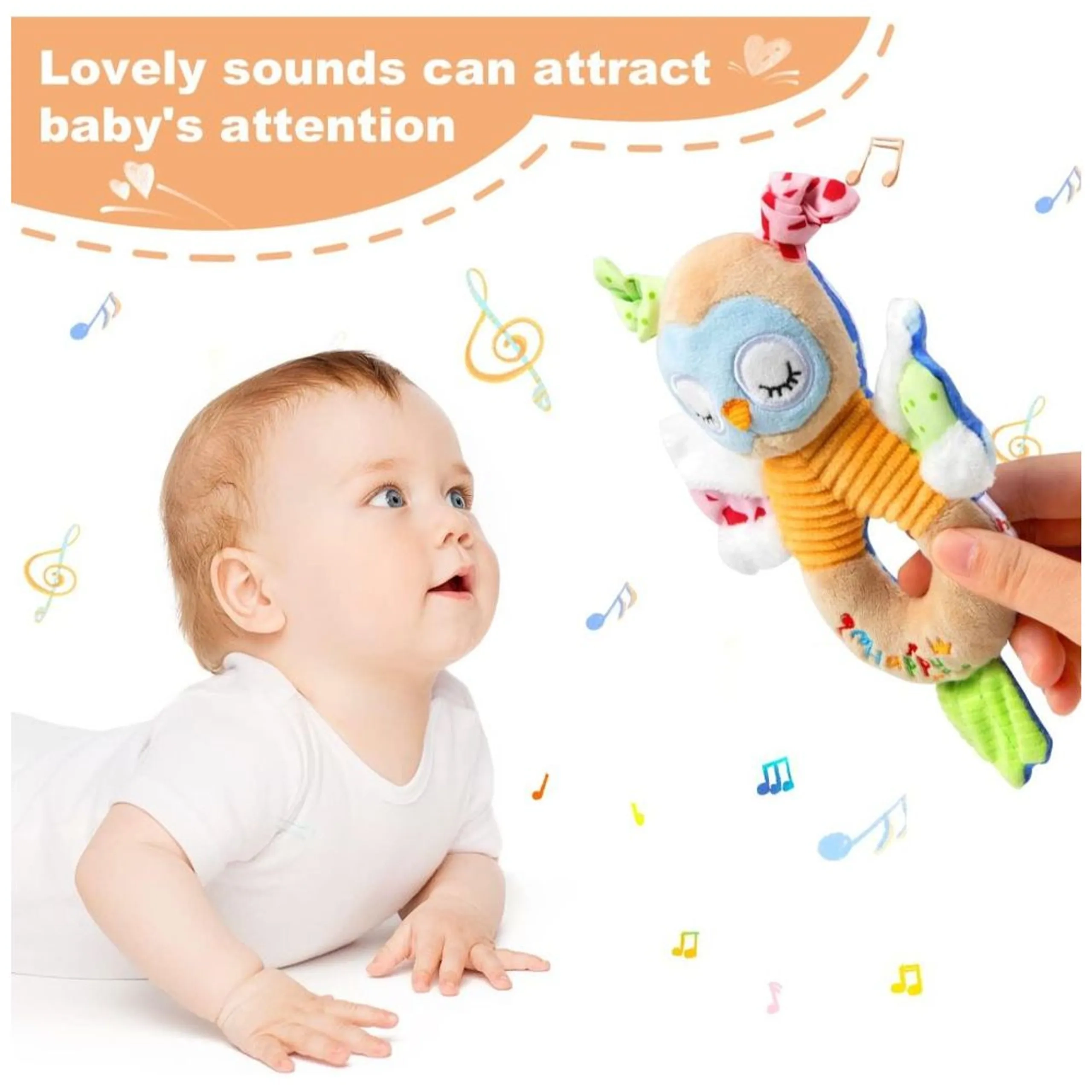 Soft Stuffed Rattle Pacifying Toy - Suitable for 3 months and above Fox