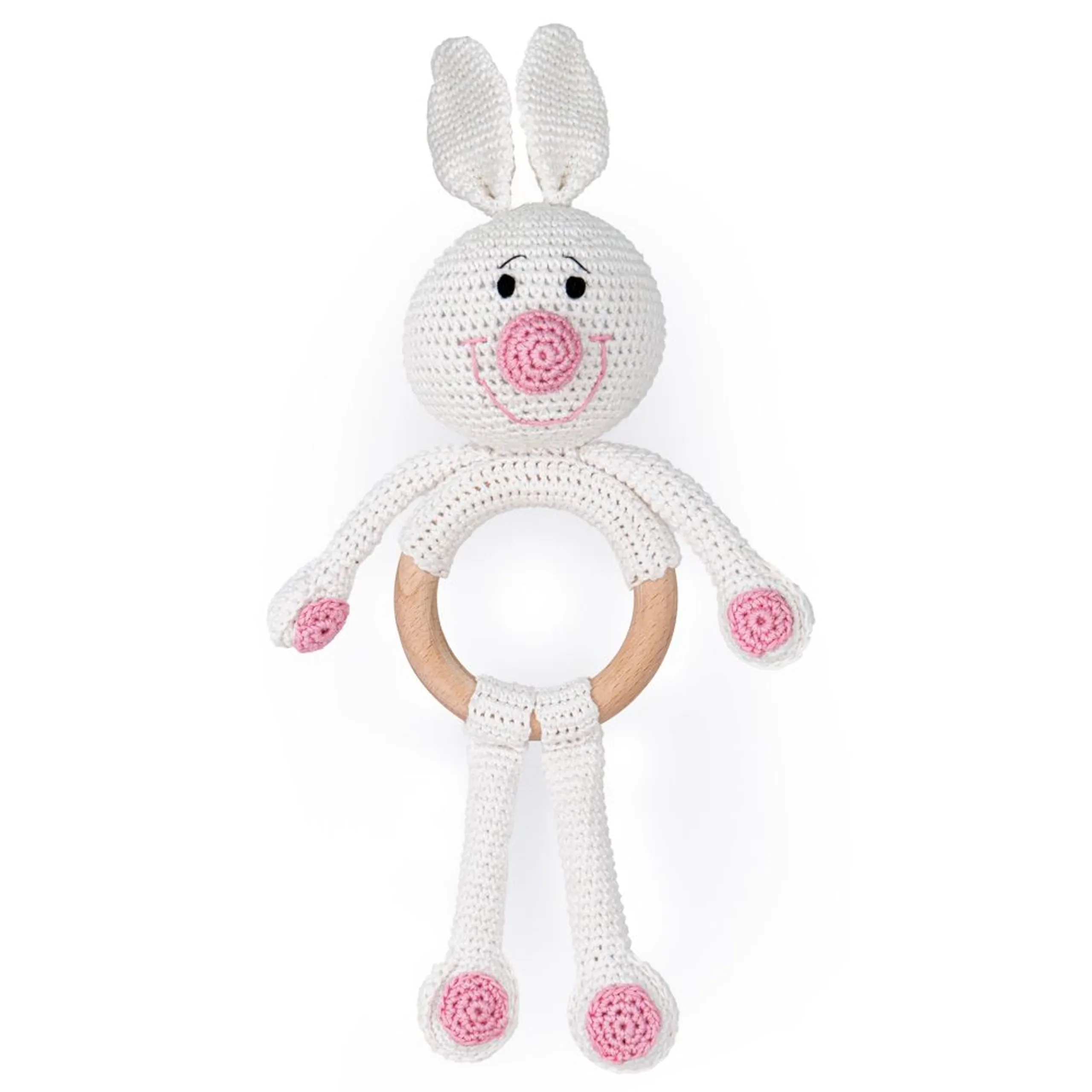 MOON Handcrafted Crochet Toy With Teething Ring - premium cotton yarn