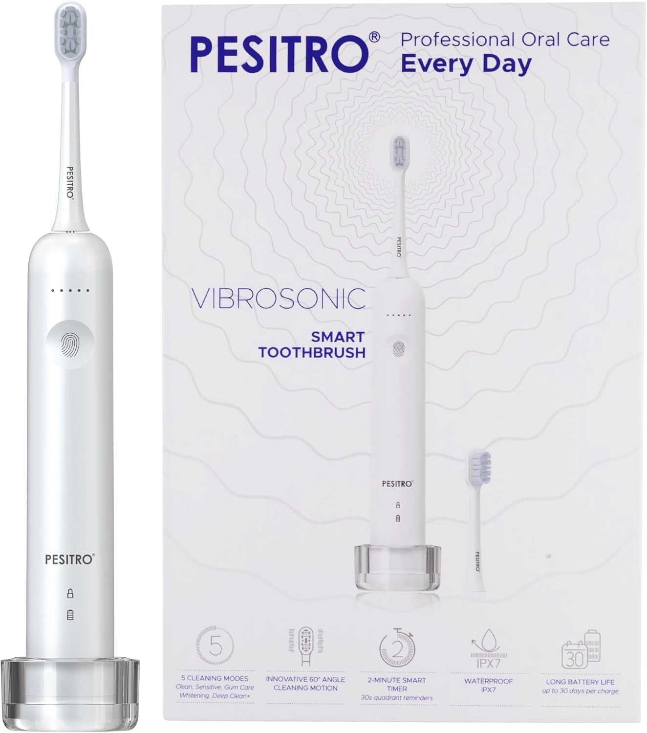 Pesitro VIBROSONIC - 5 Cleaning Modes 30-Day Battery