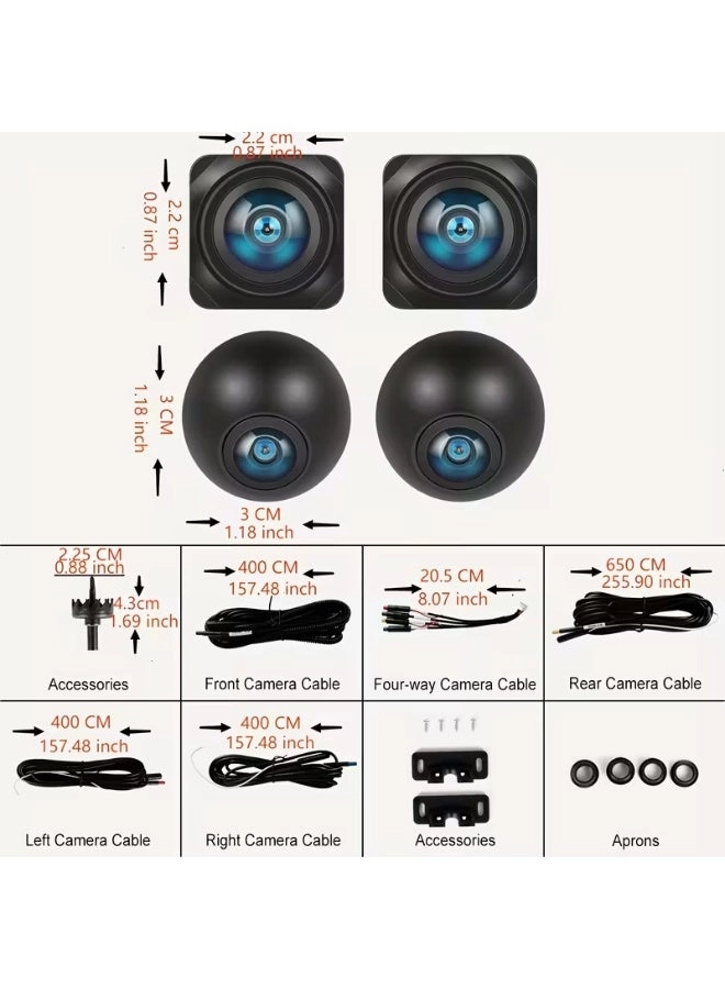 360 Degree Panoramic Bird View Surround System - Night vision AHD 720P/ 2K 1080P