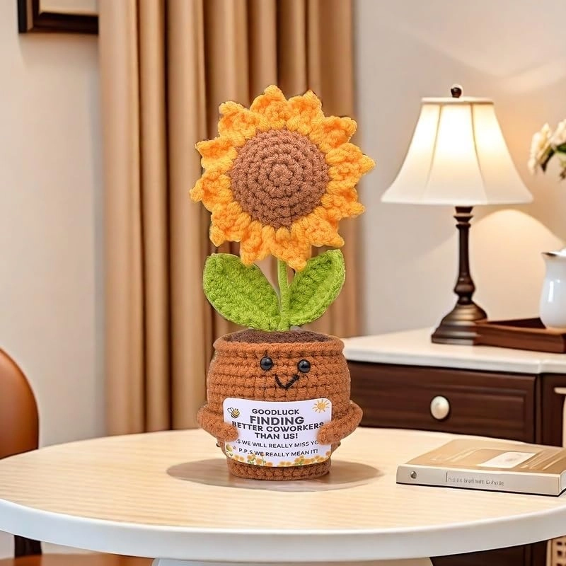 Pocket Hug Positive Sunflower Crochet - Fabric