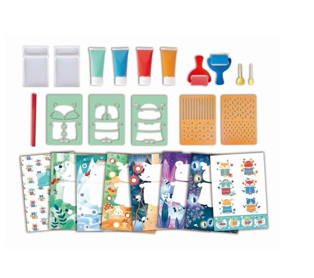 Sponge Painting Fun - stencils paint rollers + Chalks and Stencils Art - chalk stencils