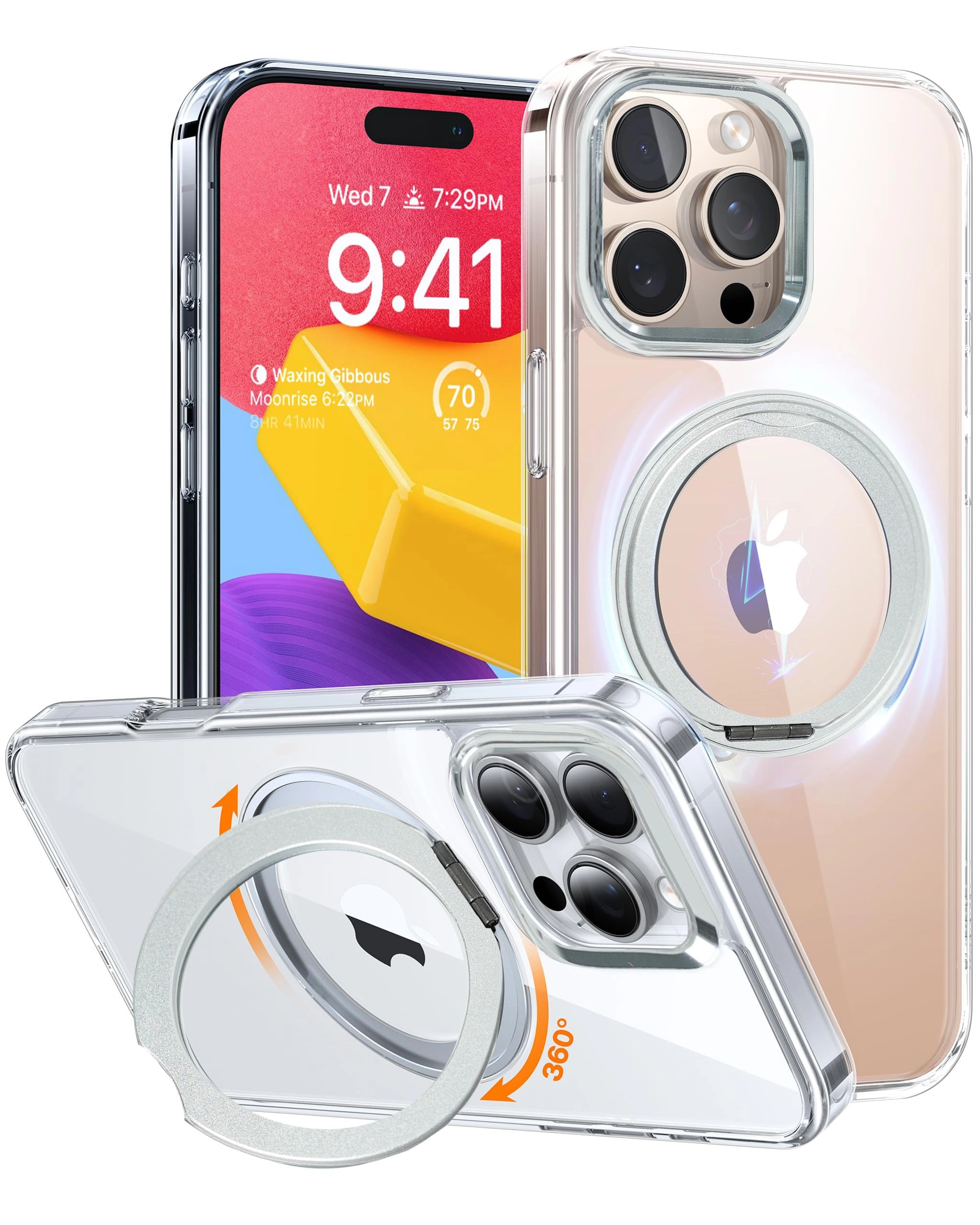 Aztech SuperSnap 360°Rotatable - Silver Magnetic Ring iPhone 13 Pro max