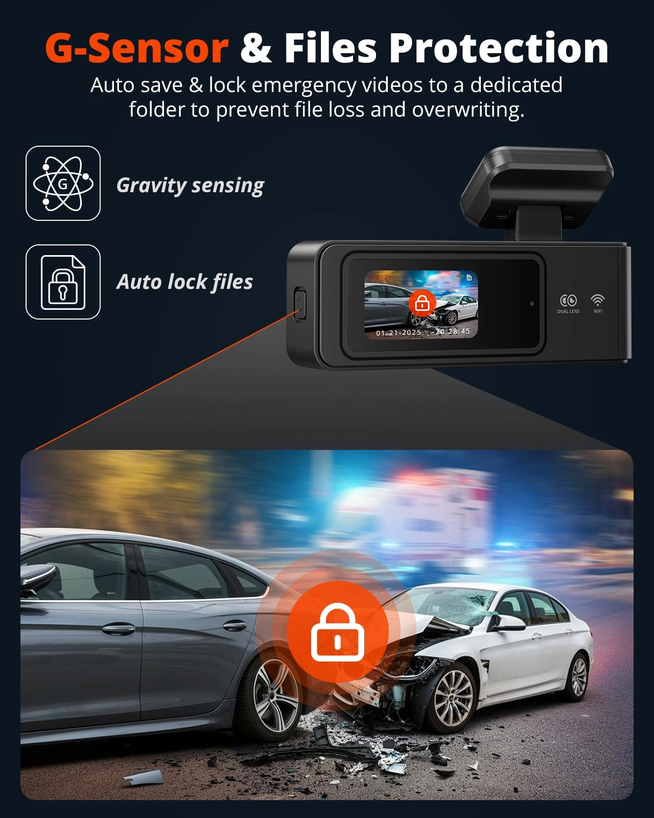 Wireless Dash Cam Front and Rear - 2K+1080P