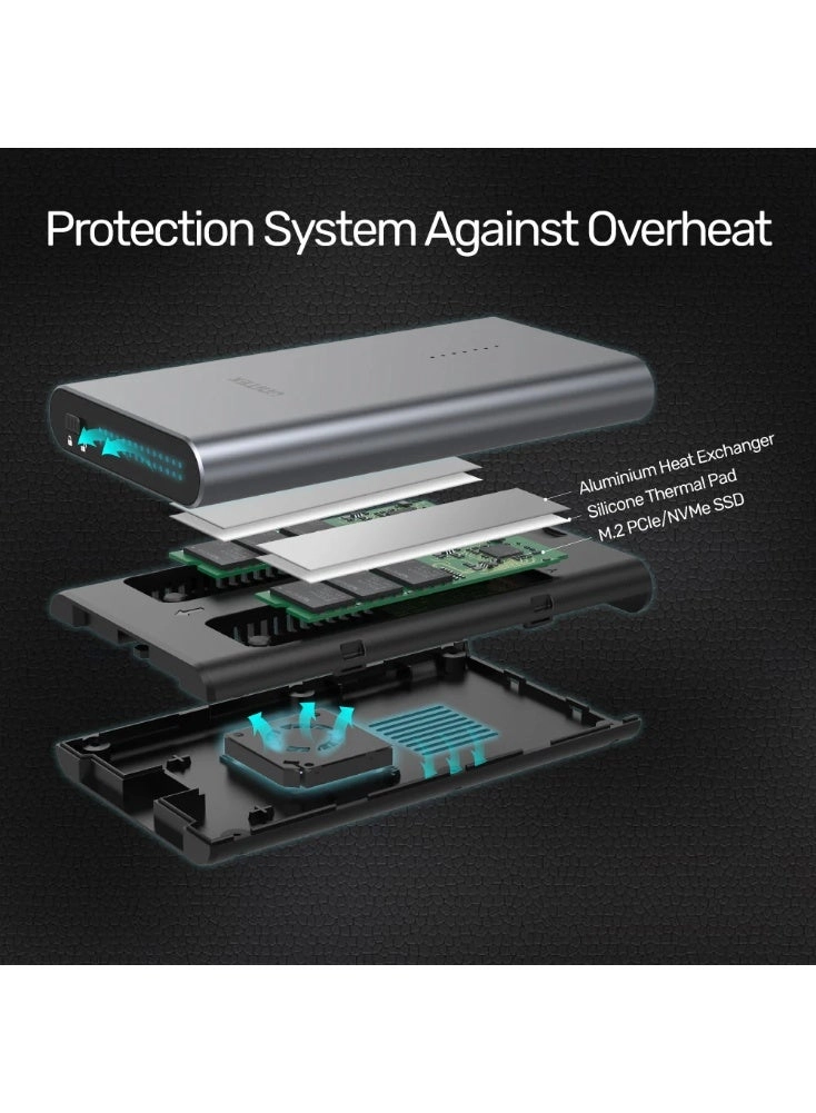 USB-C to Dual M.2 PCIe / NVMe SSD Enclosure - USB3.2 Gen2 PCIe / NVMe 2230/2242/2260/2280