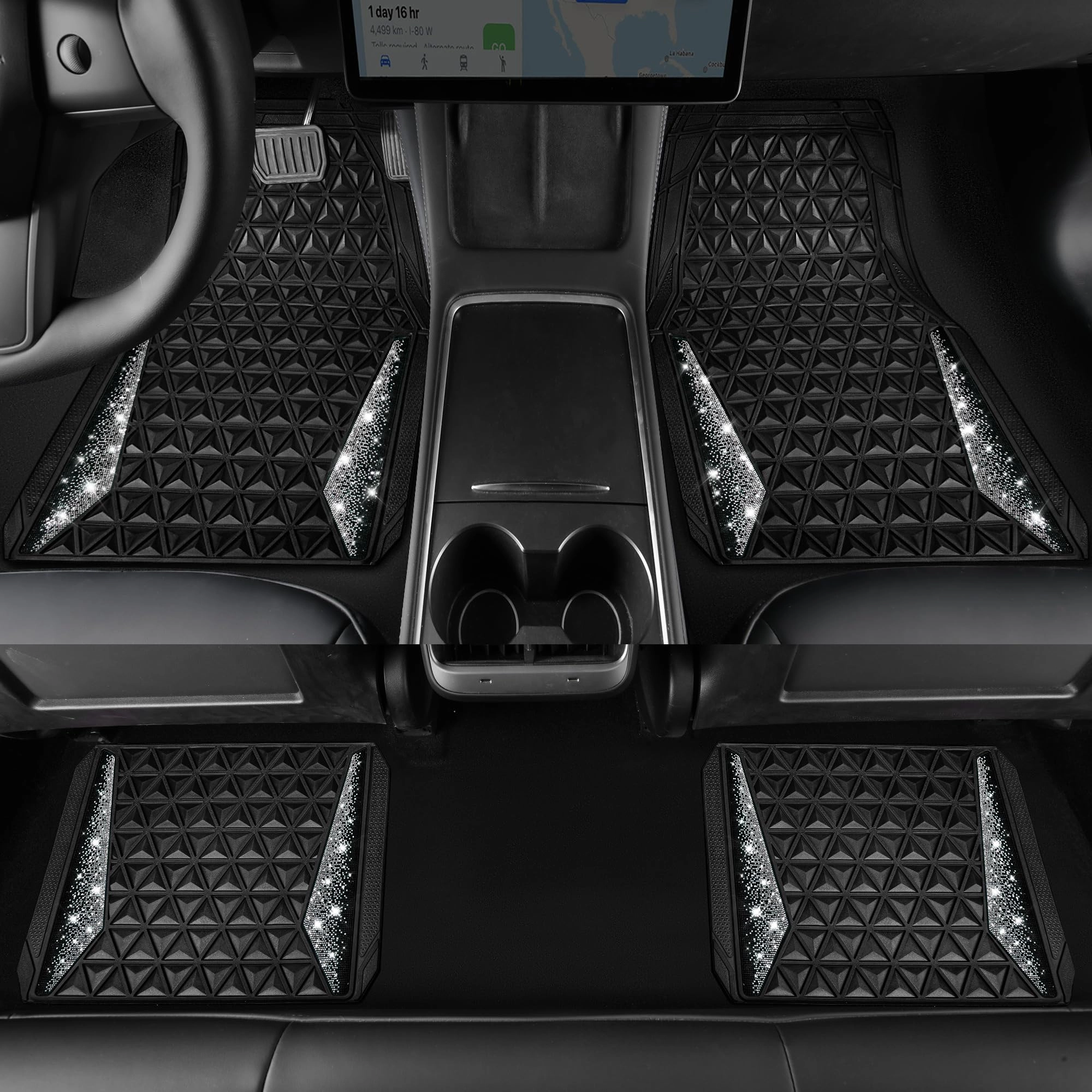Bling Diamond Car Mats - 4.0 Count Universal Fit