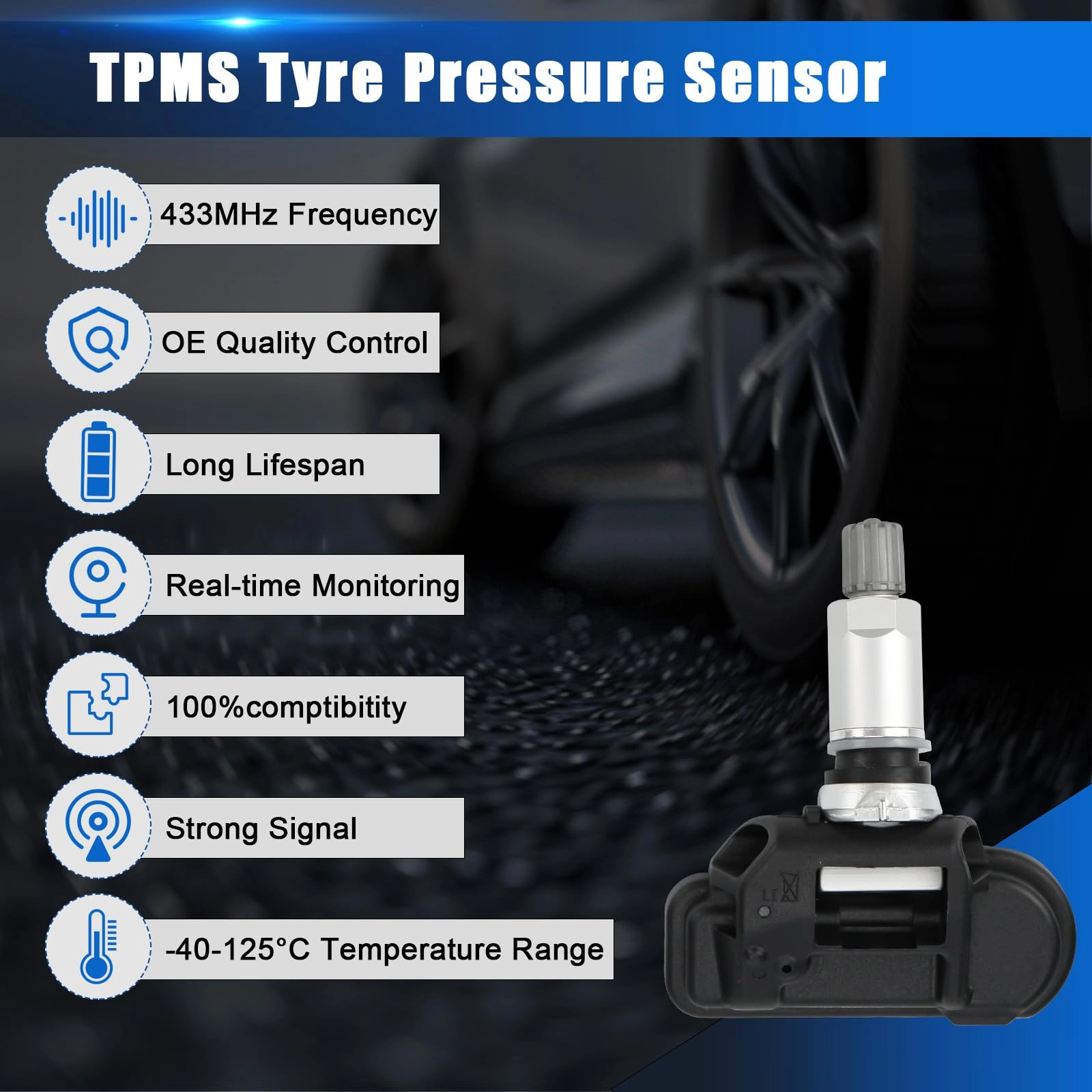 Tire Pressure Sensor - 4 pieces RDKS