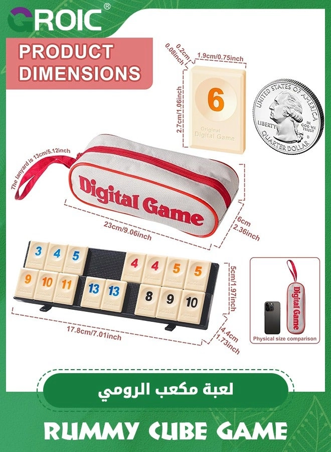 Rummy Cube Game - 106 Tiles 4 Racks Portable Case