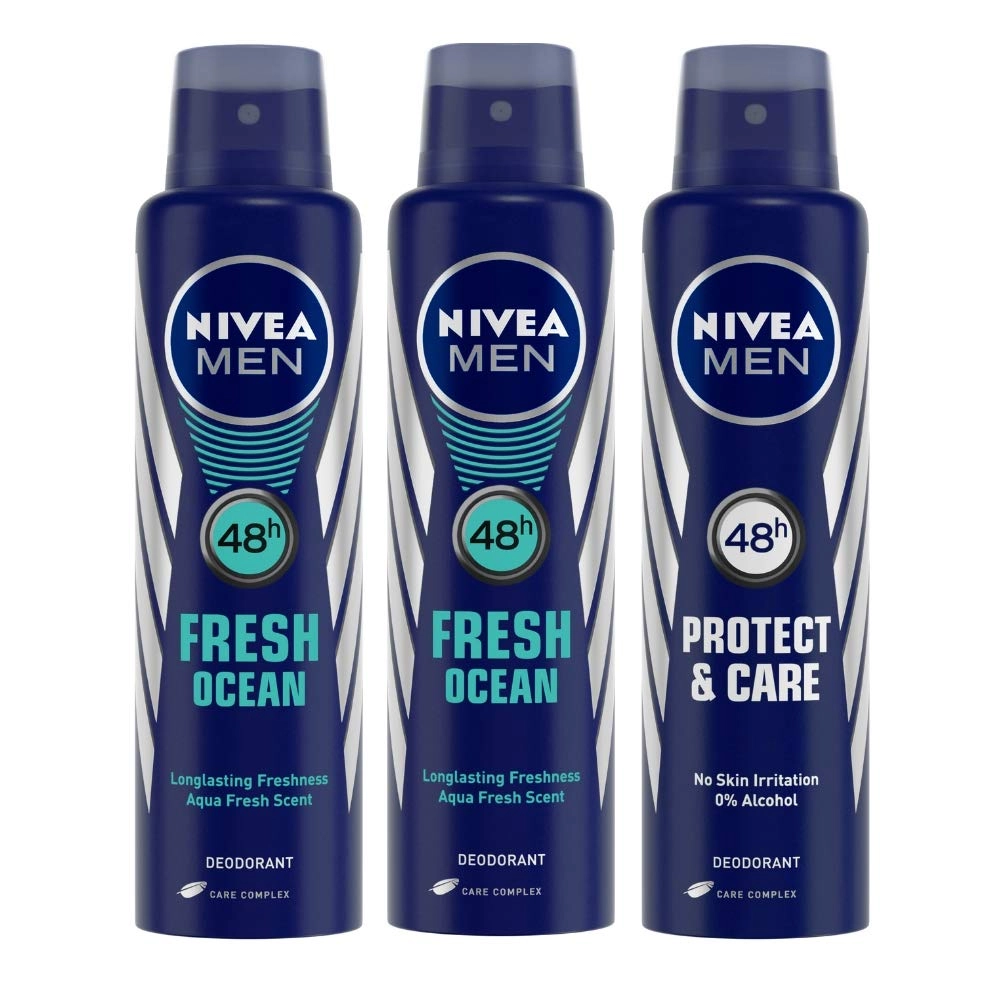 NIVEA 48 H Fresh Ocean Deodorant For Men - 150ml + Protect Care Deodorant For Men - 150ml