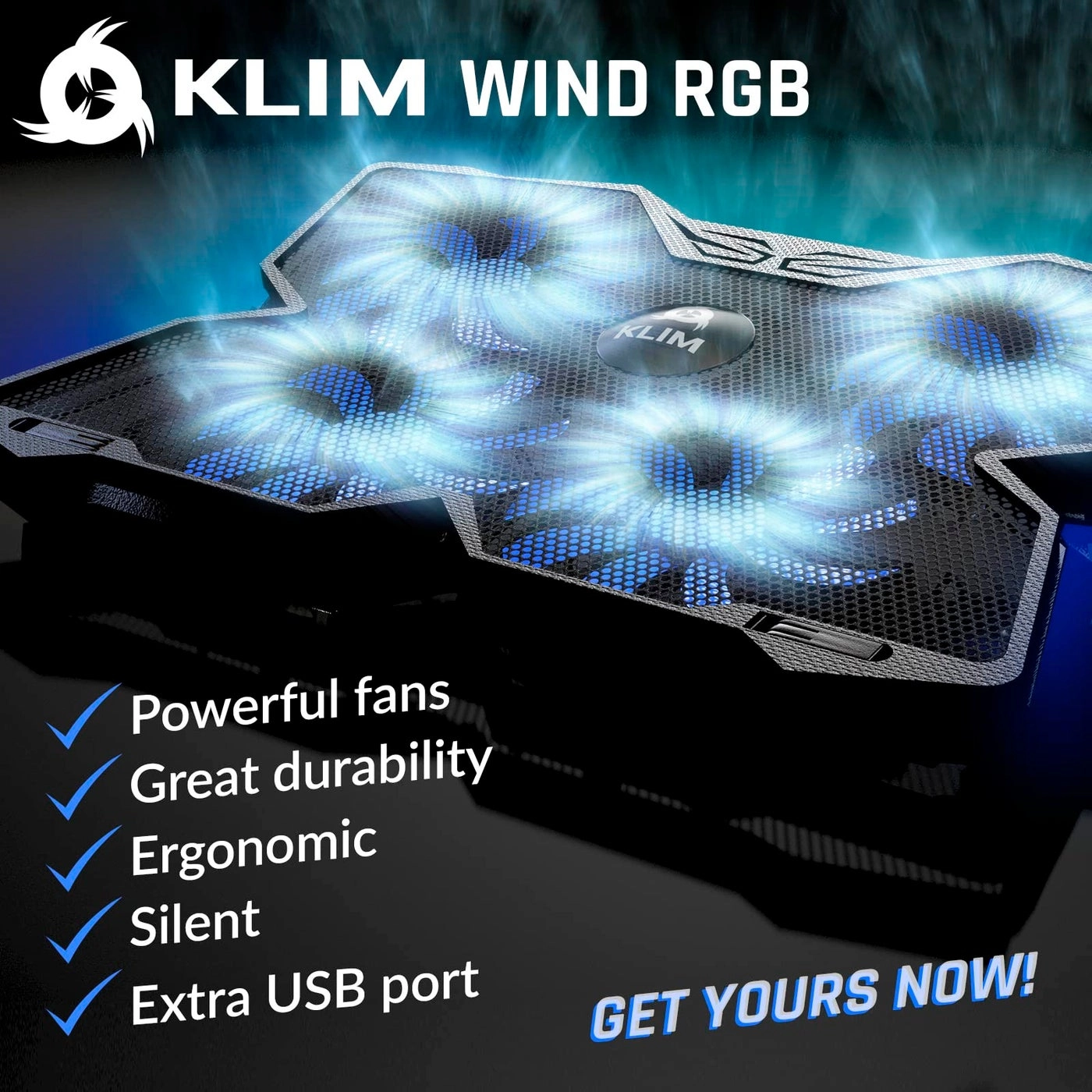 Wind Laptop Cooling Pad - 4 Cooling Fans