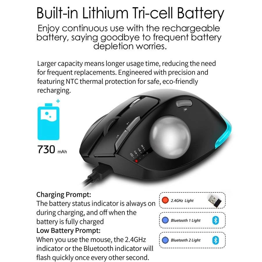 Ergonomic Trackball Mouse - Wireless