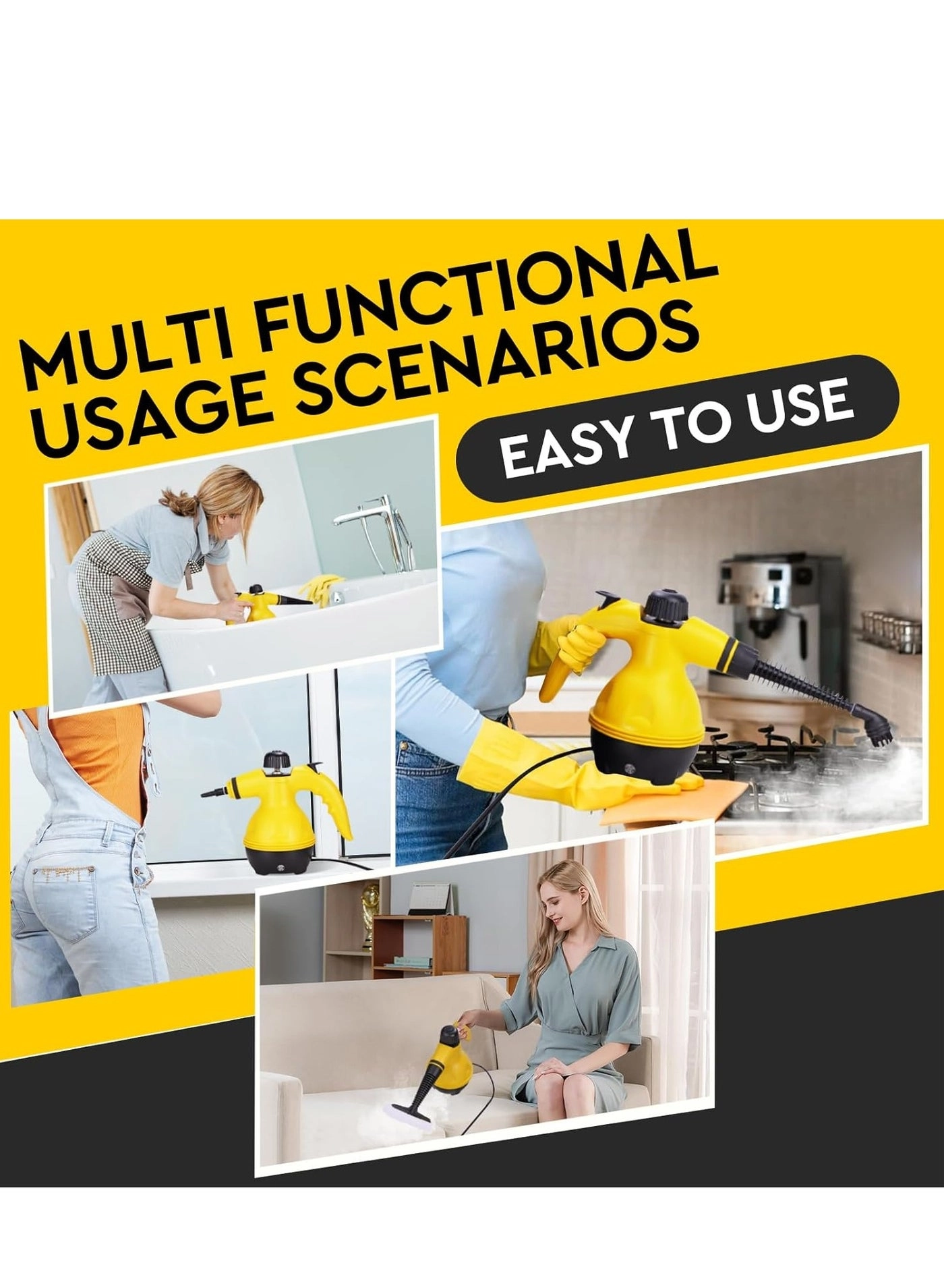 Handheld Pressurized Steam Cleaner - 900-1050W 220°F-230°F