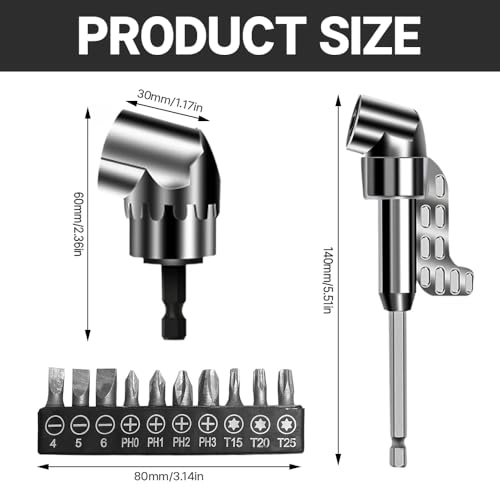 105° Angle Screwdriver Attachment Adapter - HSS silver 10 screw heads
