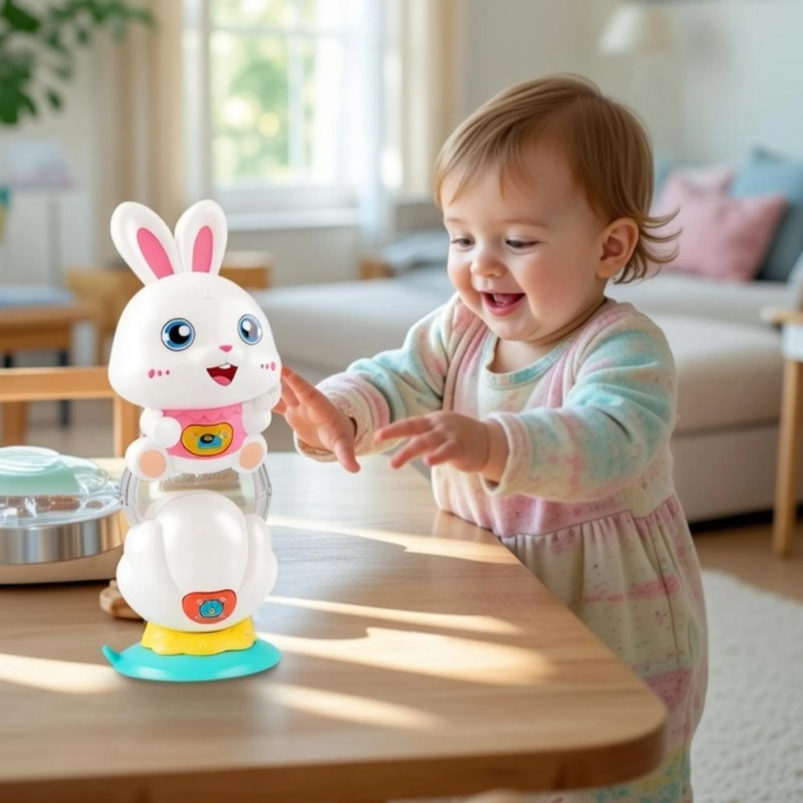 Stuffed Animal Rattle Bar Toy - 3 months Soft plush Rabbit