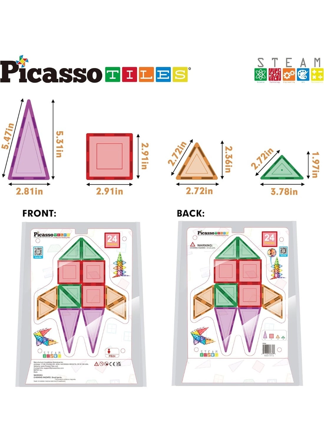 Magnetic Tiles 3D Classic - Multicolor STEM