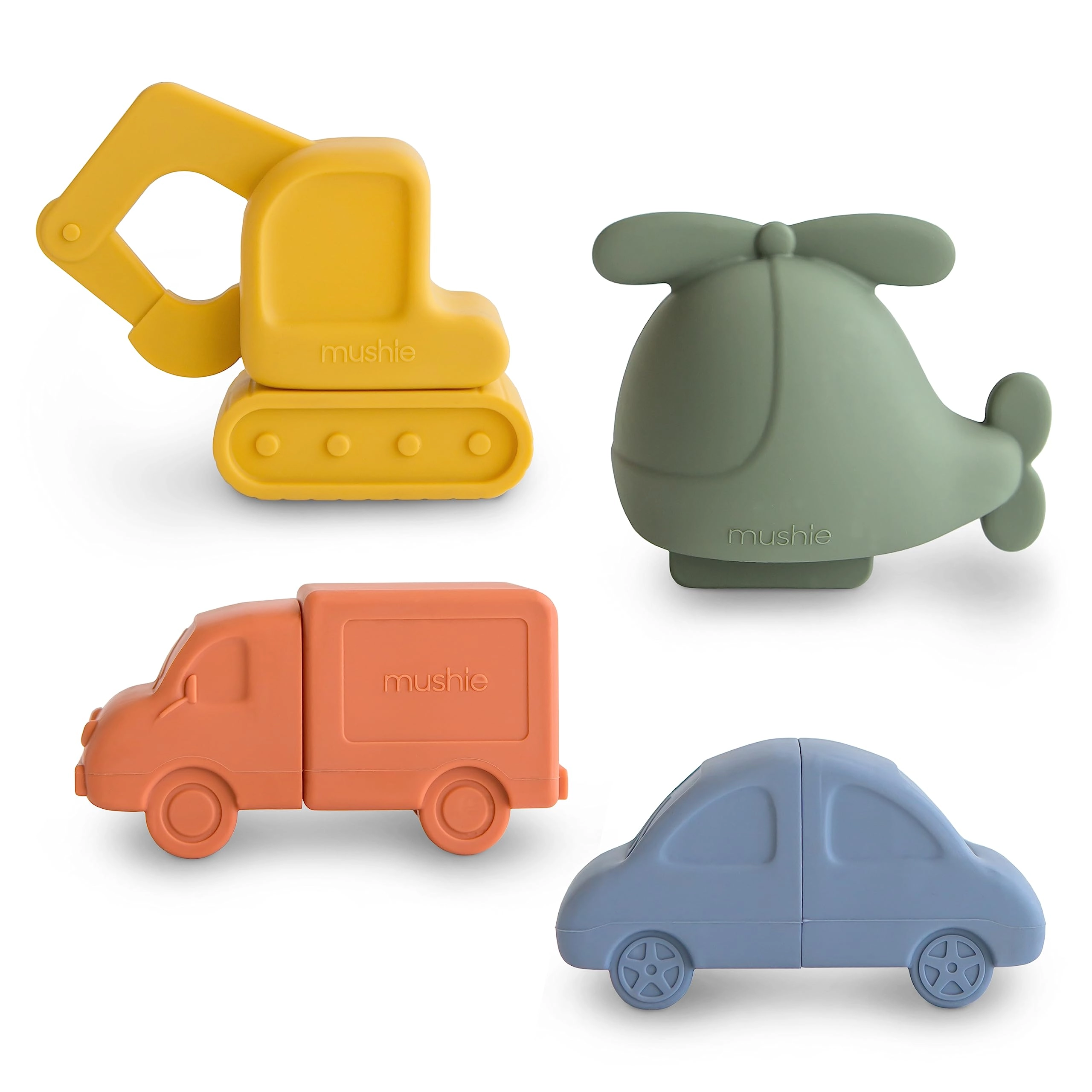 mushie Vehicles Bath Play Set - 4 Count Mold Free