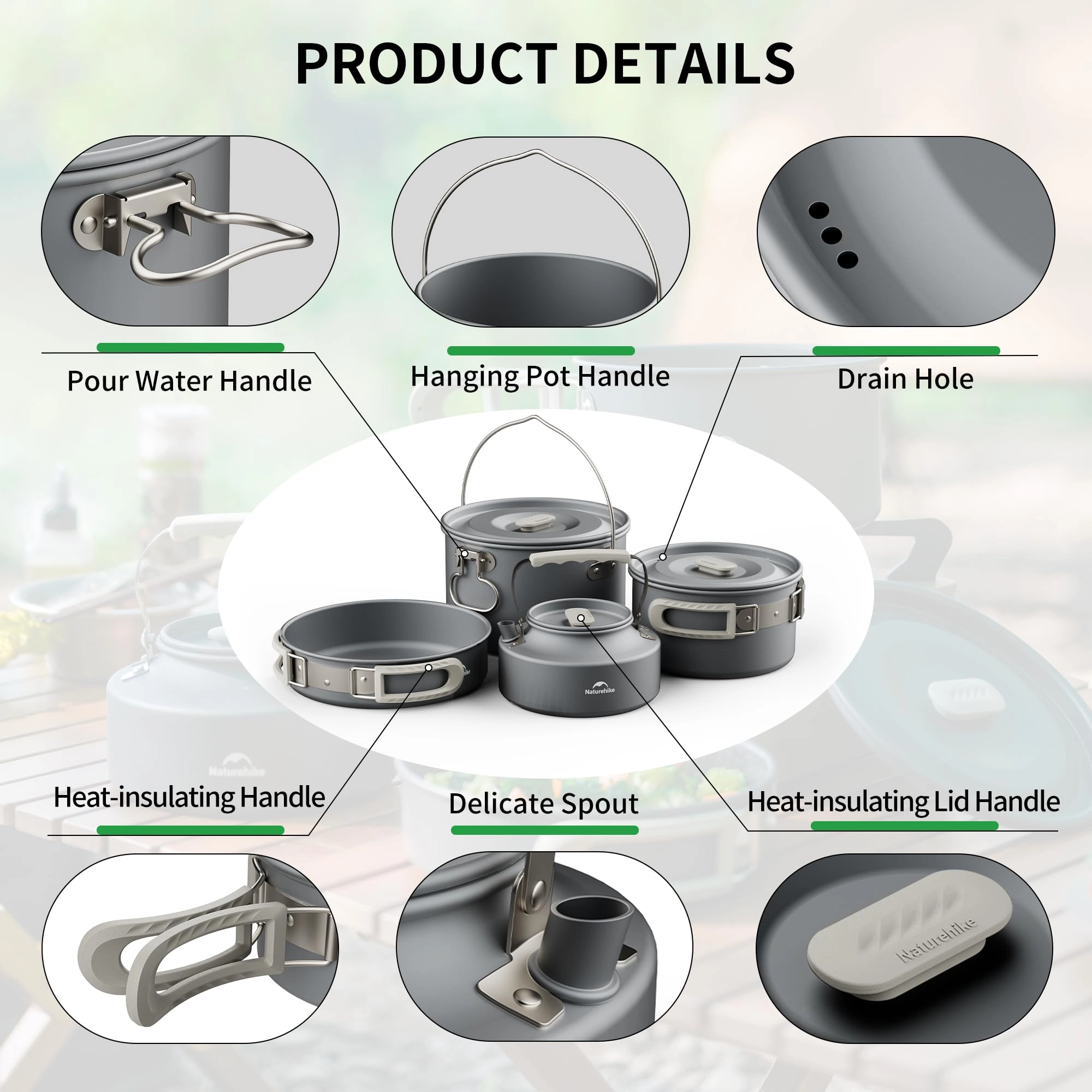 Camping Cookware - 3-piece 1.7L Kit