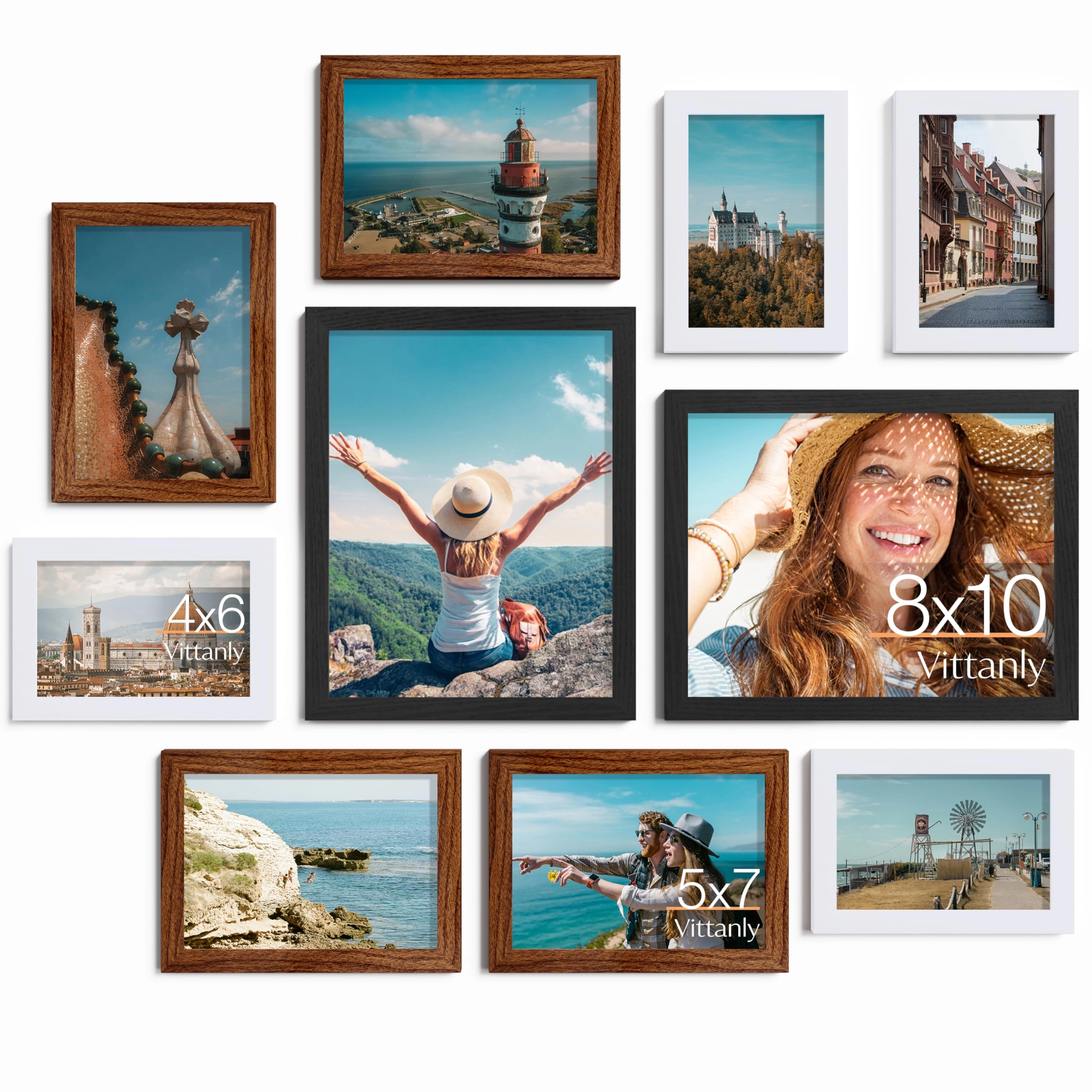 Picture Frames Set - 10 Pack Rustic Grey
