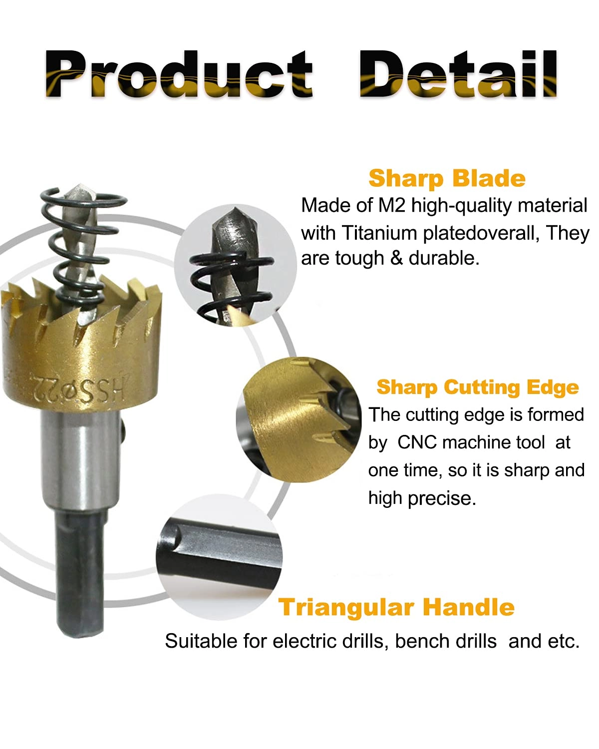 Hole Saw Drill Bit Set - 16mm/18mm/20mm/25mm/30mm for Metal