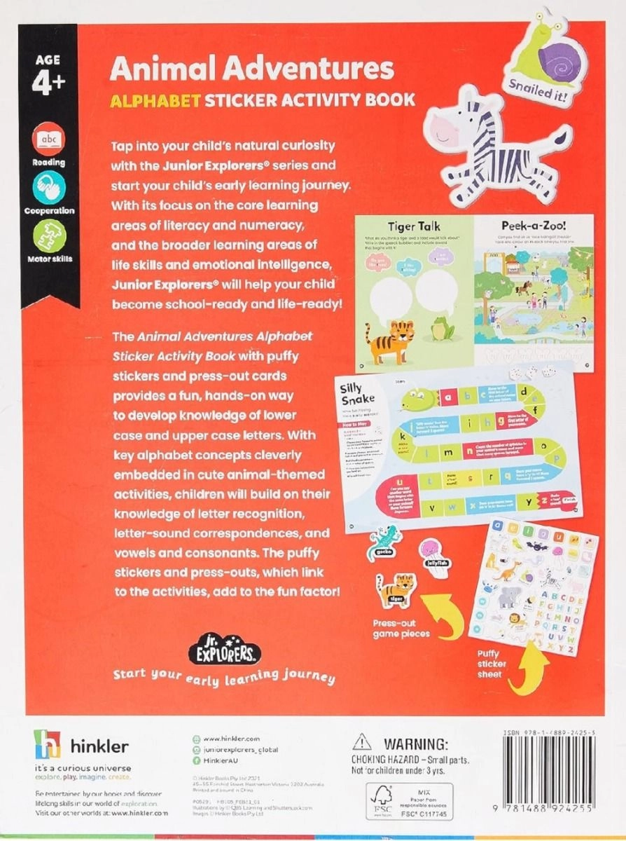 Junior Explorers Animal Adventures Alphabet Activity Book - 4 +