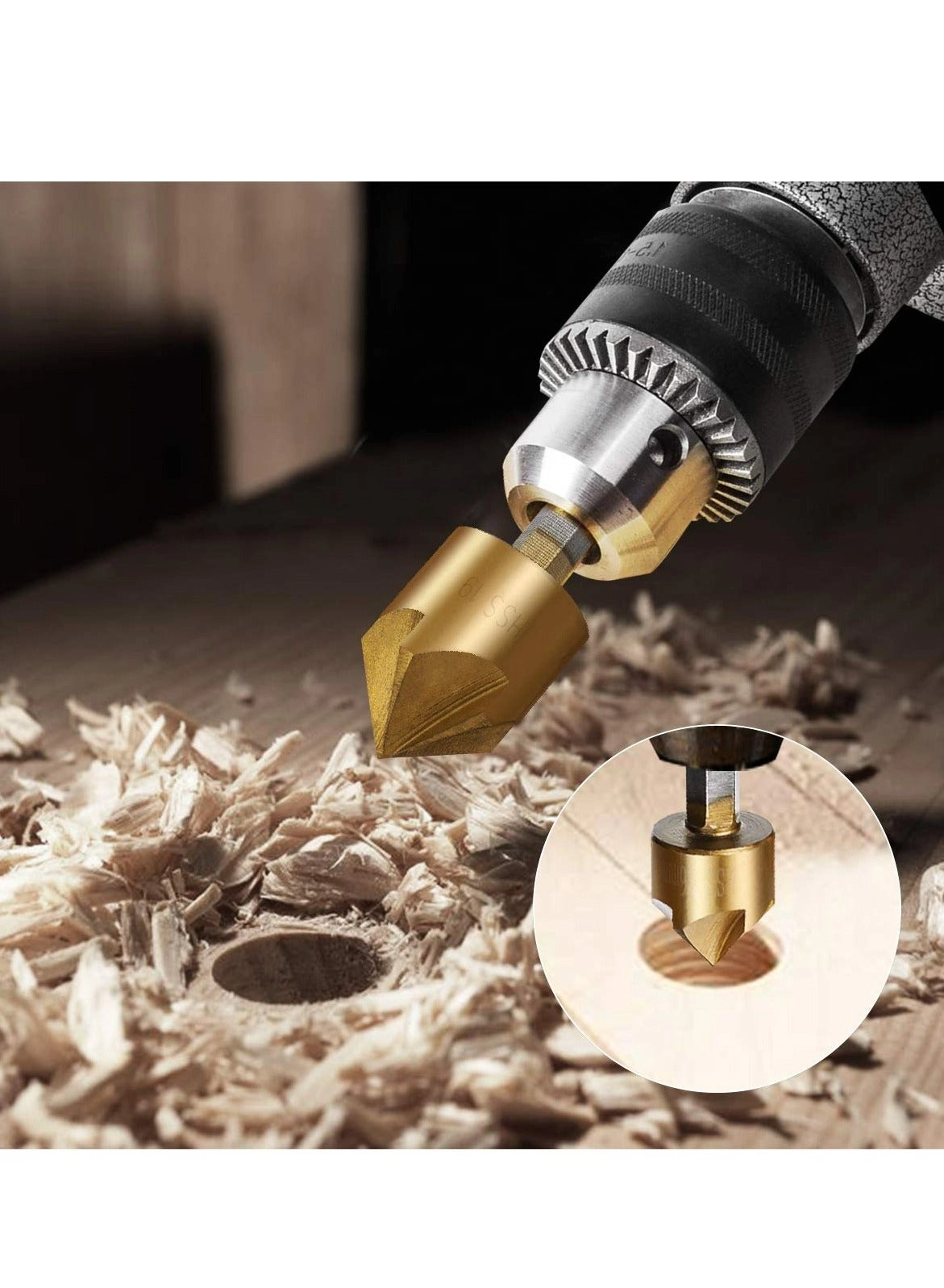Countersink Drill Bit - HSS 6 Pcs 6mm(1/4'') 8mm(5/16'') 9mm(3/8'') 12mm(1/2'') 16mm(5/8'') 19mm(3/4'')