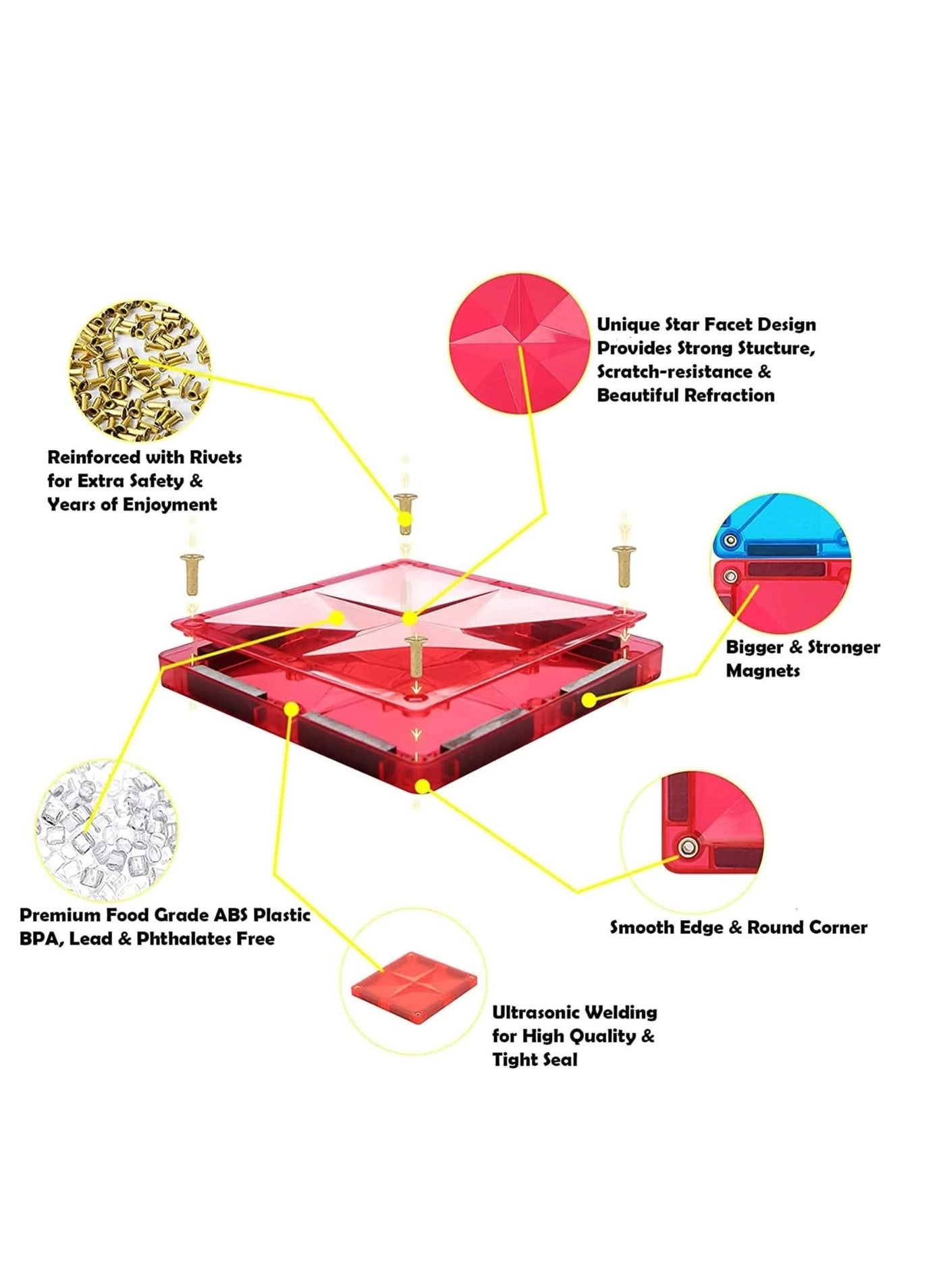 3D Star Magnetic Tiles - 3 to 8 Years Old 46 PCs