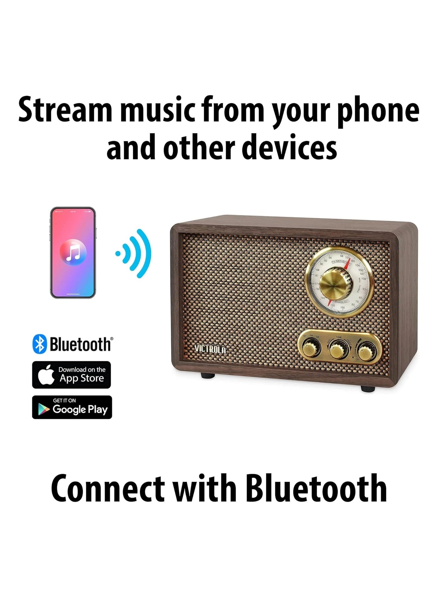 Retro Wood Bluetooth AM/FM Radio