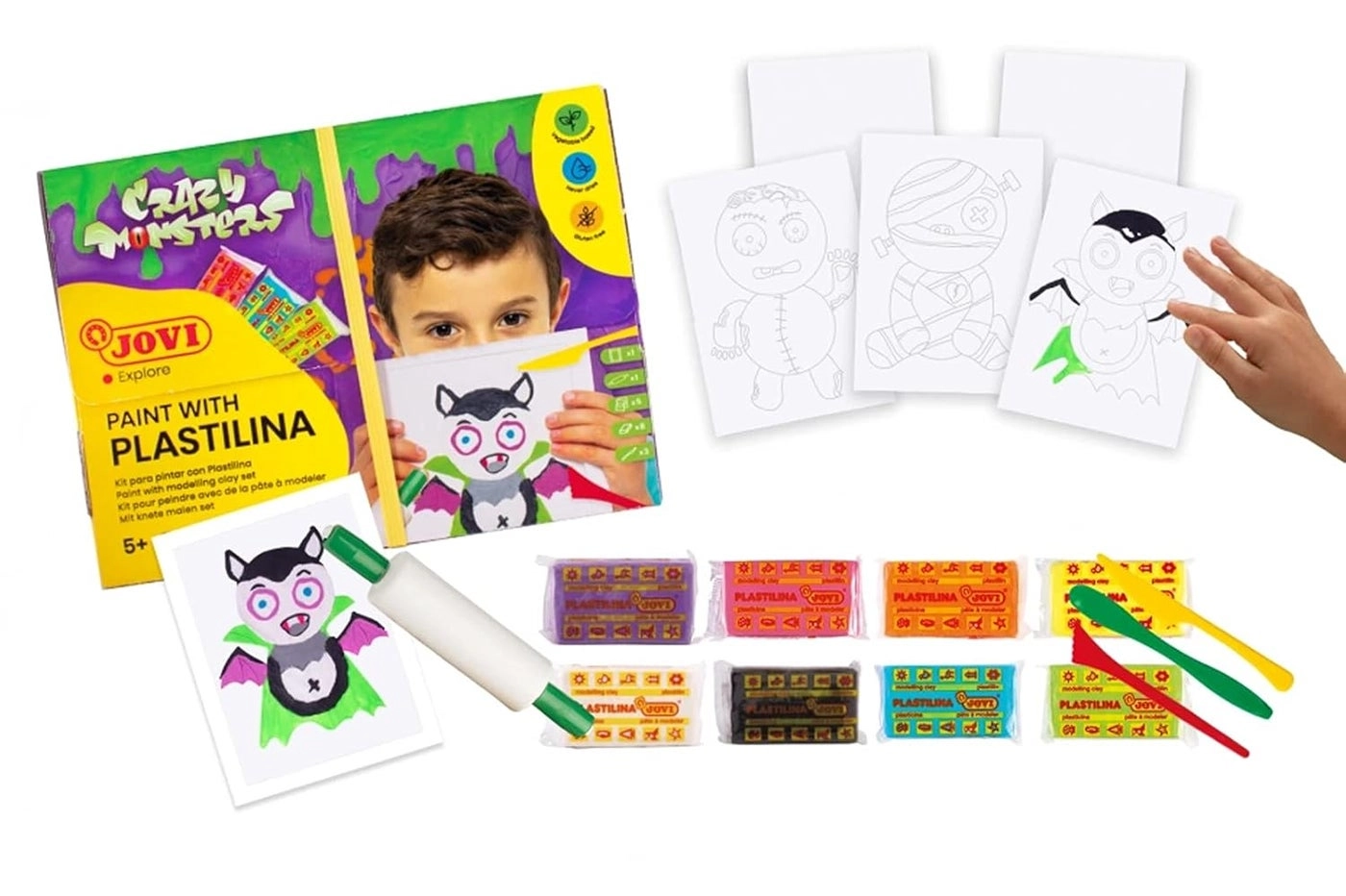 Jovi Paint with Plastilina Kit - 8x50g 3 modelling tools