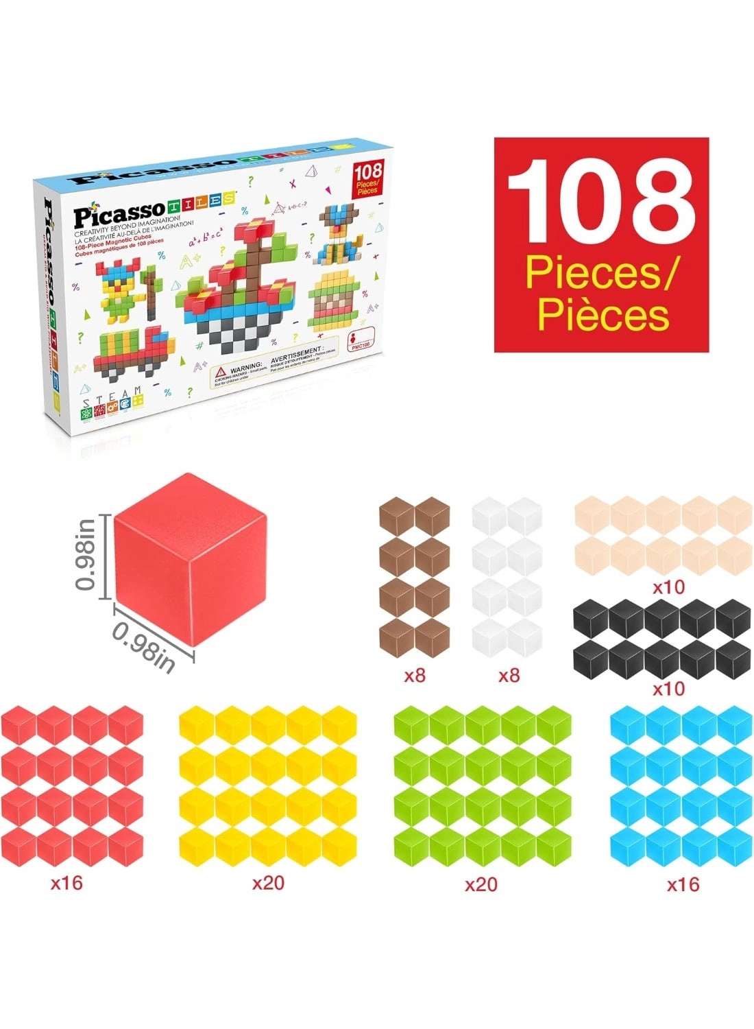 Magnetic Cubes - 3 years+ 108 pieces