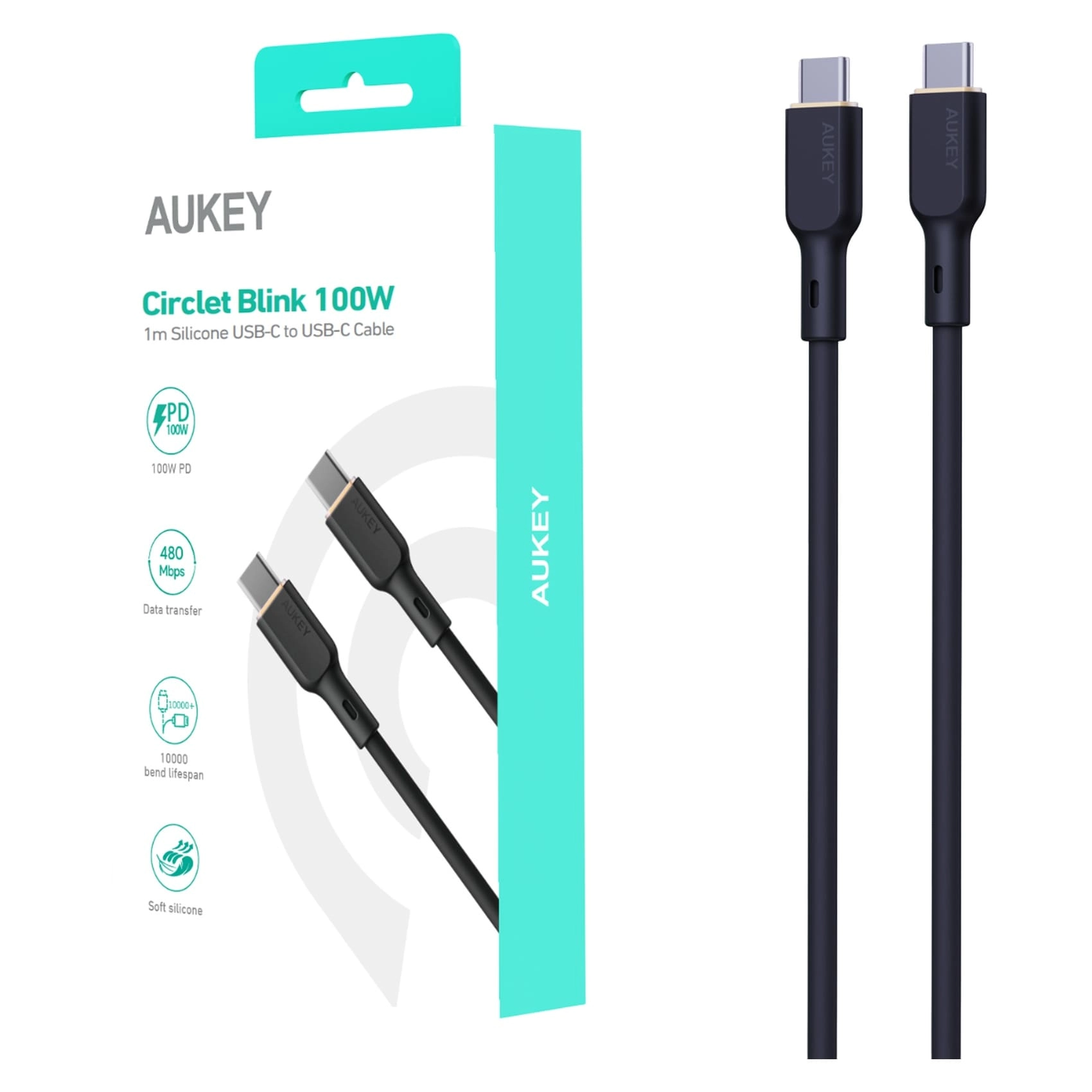Charge Cable 100W USB-C to USB-C 1m Silicone
