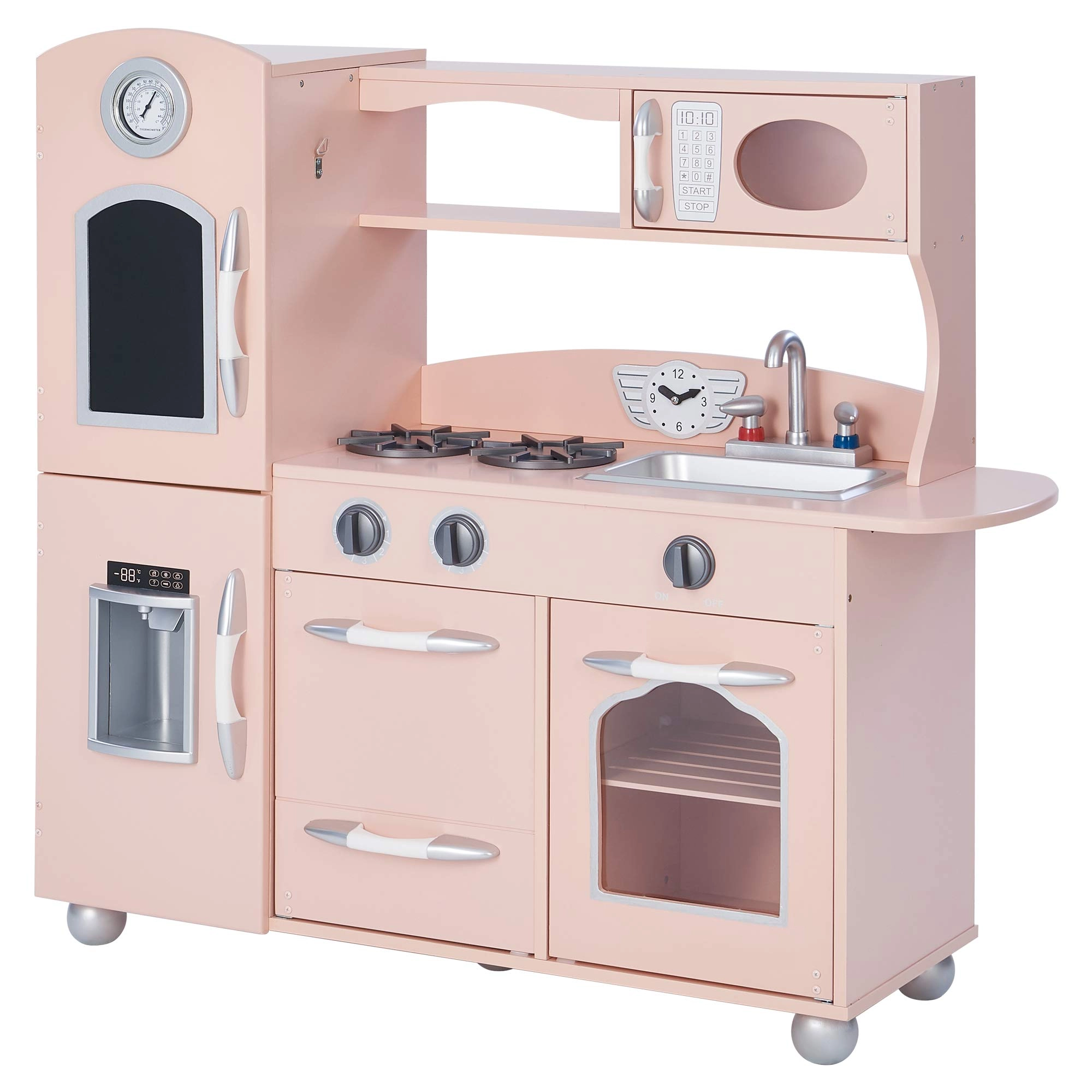 MZA STORES Little Chef Wooden Westchester Retro Kids Play Kitchen Playset
