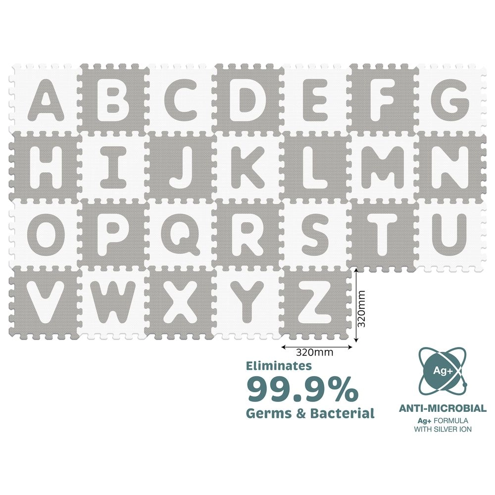Antibacterial Alphabet And Numbers Floor Puzzle Mat - 10 Months 35 pieces