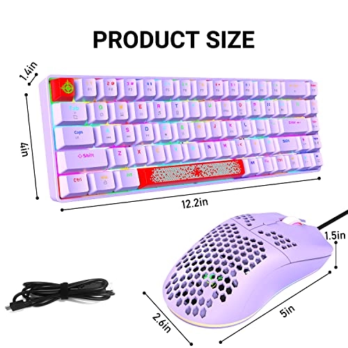 60% Mechanical Gaming Keyboard and Mouse Combo - 68 Key Usb